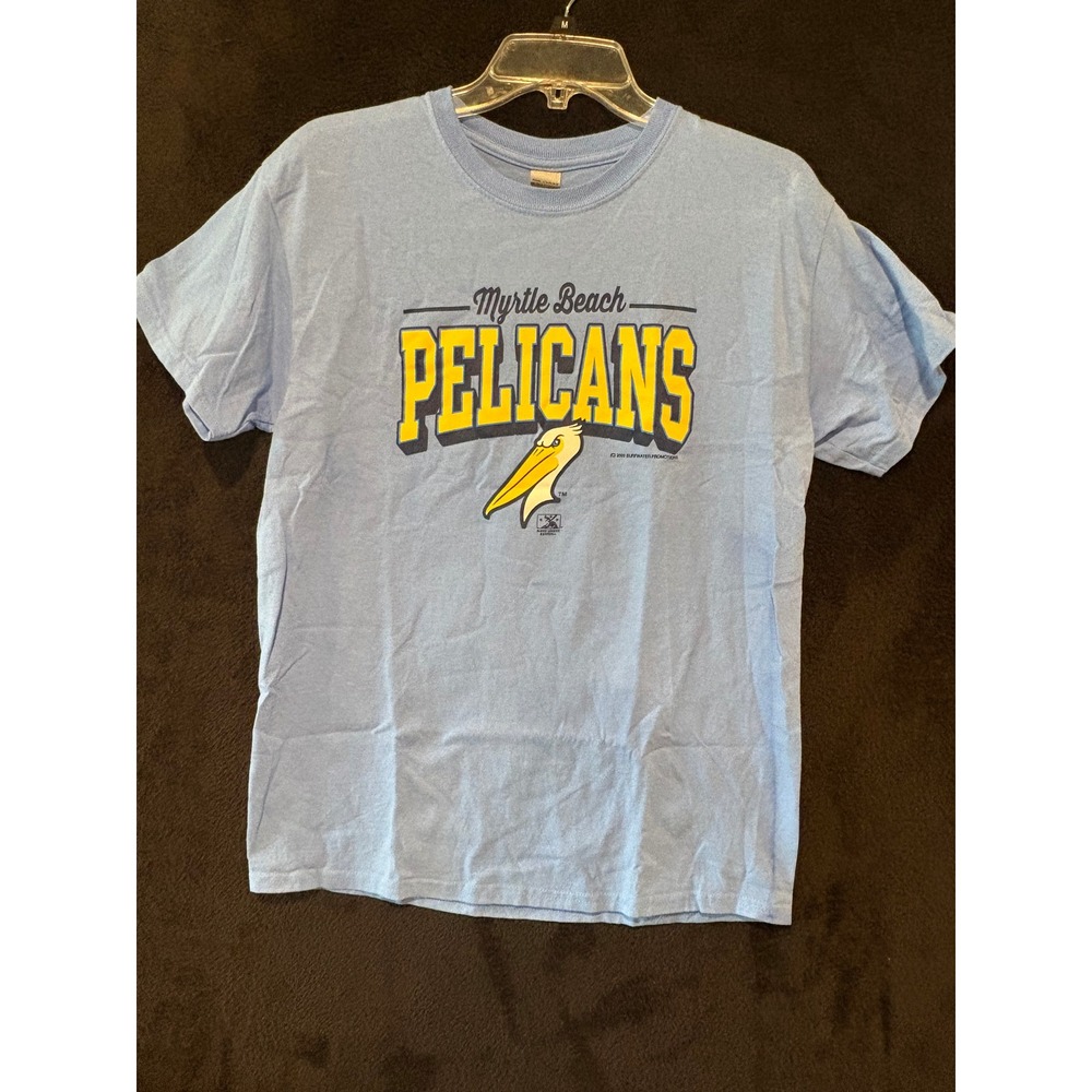 Gildan T-Shirt Mens M Blue Myrtle Beach Pelicans Baseball Graphic SGA Medium‎